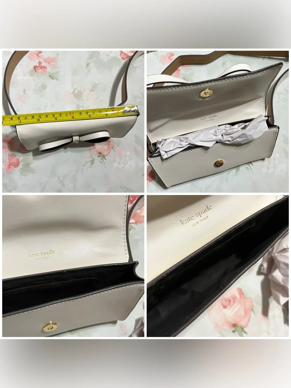 Kate Spade Women's Genuine Leather Belt Bag - White/Ivory with Bow Detail - S/M